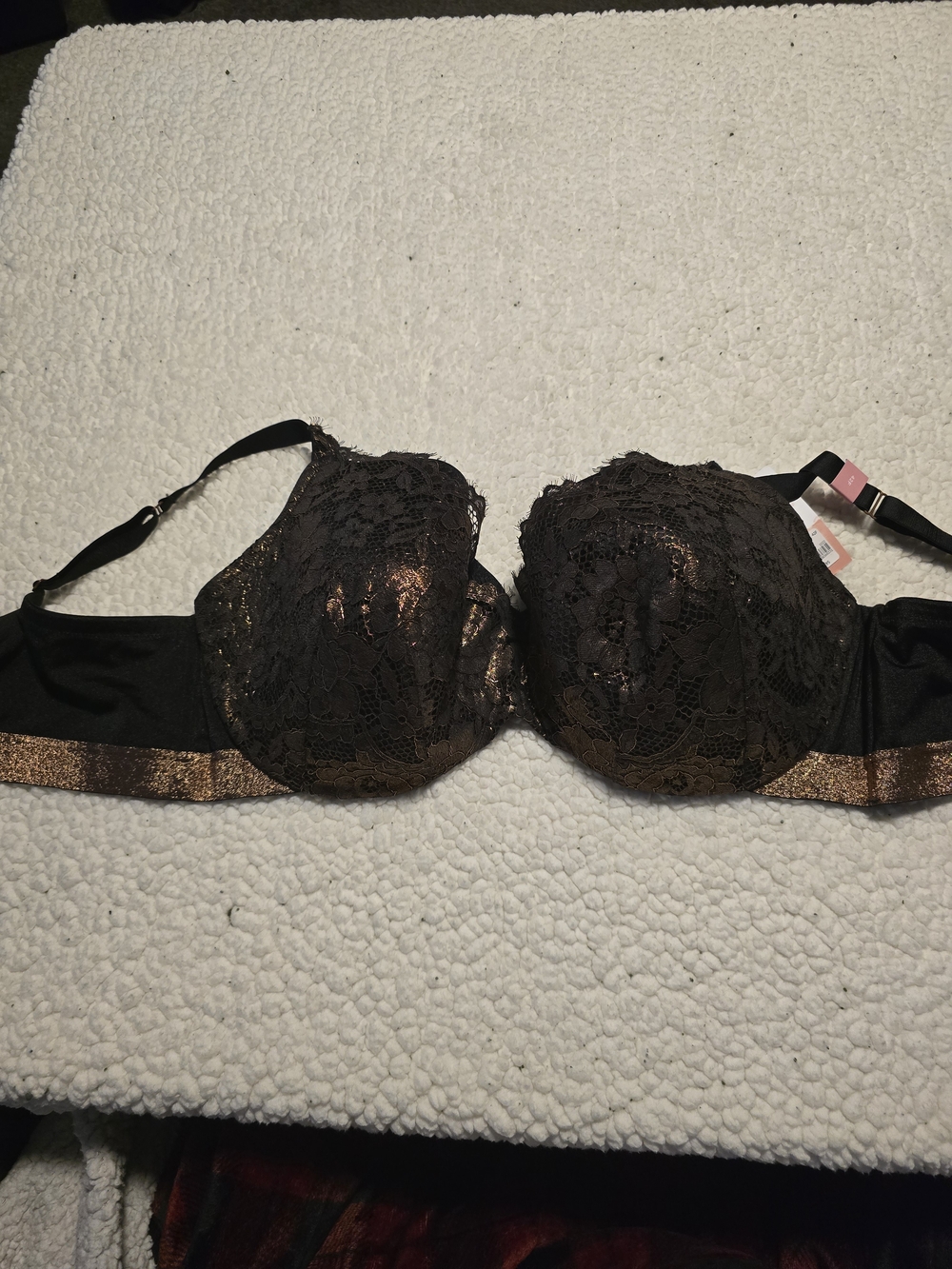 Lane Bryant Black Lace Bra with Bronze Shimmer